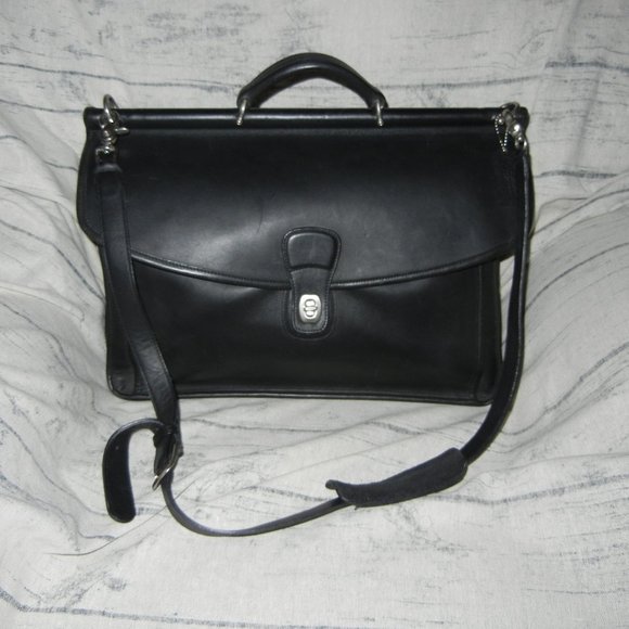 COACH Vintage Beekman Black Leather Dowel Rod Briefcase 5266 - Picture 1 of 8